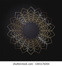 Decorative round frame for design with a geometrical ornament. Circle frame. Elegant element for printing of cards, invitations, books, for textiles, engraving, wooden furniture, forging. Vector.