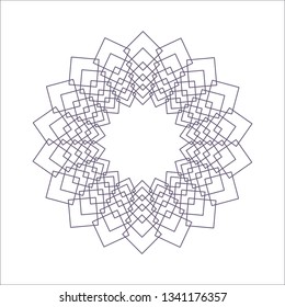 Decorative round frame for design with a geometrical ornament. Circle frame. Elegant element for printing of cards, invitations, books, for textiles, engraving, wooden furniture, forging. Vector.