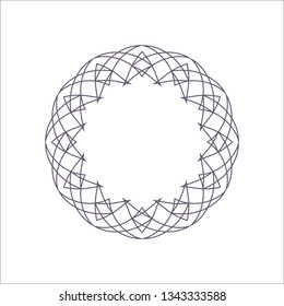 Decorative round frame for design with a geometrical ornament. Circle frame. Elegant element for printing of cards, invitations, books, for textiles, engraving, wooden furniture, forging. Vector.