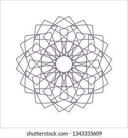 Decorative round frame for design with a geometrical ornament. Circle frame. Elegant element for printing of cards, invitations, books, for textiles, engraving, wooden furniture, forging. Vector.