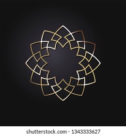 Decorative round frame for design with a geometrical ornament. Circle frame. Elegant element for printing of cards, invitations, books, for textiles, engraving, wooden furniture, forging. Vector.