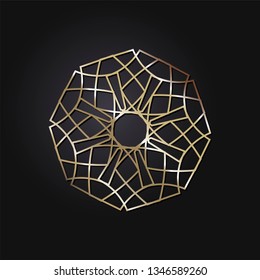 Decorative round frame for design with a geometrical ornament. Circle frame. Elegant element for printing of cards, invitations, books, for textiles, engraving, wooden furniture, forging. Vector.
