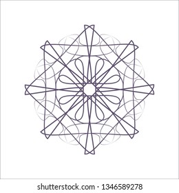Decorative round frame for design with a geometrical ornament. Circle frame. Elegant element for printing of cards, invitations, books, for textiles, engraving, wooden furniture, forging. Vector.