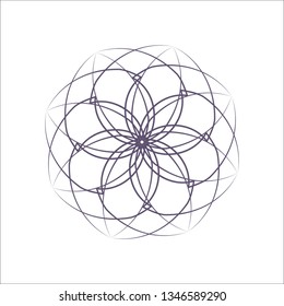 Decorative round frame for design with a geometrical ornament. Circle frame. Elegant element for printing of cards, invitations, books, for textiles, engraving, wooden furniture, forging. Vector.