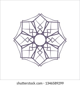 Decorative round frame for design with a geometrical ornament. Circle frame. Elegant element for printing of cards, invitations, books, for textiles, engraving, wooden furniture, forging. Vector.