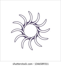 Decorative round frame for design with a geometrical ornament. Circle frame. Elegant element for printing of cards, invitations, books, for textiles, engraving, wooden furniture, forging. Vector.