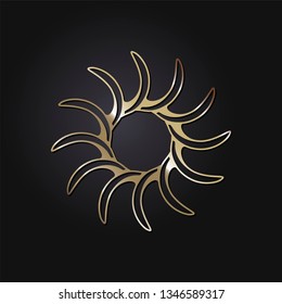 Decorative round frame for design with a geometrical ornament. Circle frame. Elegant element for printing of cards, invitations, books, for textiles, engraving, wooden furniture, forging. Vector.