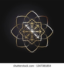 Decorative round frame for design with a geometrical ornament. Circle frame. Elegant element for printing of cards, invitations, books, for textiles, engraving, wooden furniture, forging. Vector.