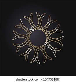 Decorative round frame for design with a geometrical ornament. Circle frame. Elegant element for printing of cards, invitations, books, for textiles, engraving, wooden furniture, forging. Vector.