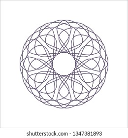 Decorative round frame for design with a geometrical ornament. Circle frame. Elegant element for printing of cards, invitations, books, for textiles, engraving, wooden furniture, forging. Vector.