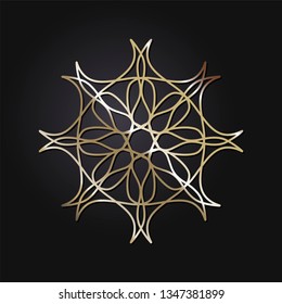 Decorative round frame for design with a geometrical ornament. Circle frame. Elegant element for printing of cards, invitations, books, for textiles, engraving, wooden furniture, forging. Vector.