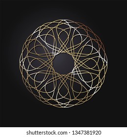 Decorative round frame for design with a geometrical ornament. Circle frame. Elegant element for printing of cards, invitations, books, for textiles, engraving, wooden furniture, forging. Vector.