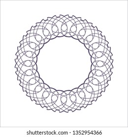 Decorative round frame for design with a geometrical ornament. Circle frame. Elegant element for printing of cards, invitations, books, for textiles, engraving, wooden furniture, forging. Vector.