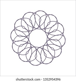 Decorative round frame for design with a geometrical ornament. Circle frame. Elegant element for printing of cards, invitations, books, for textiles, engraving, wooden furniture, forging. Vector.