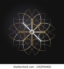 Decorative round frame for design with a geometrical ornament. Circle frame. Elegant element for printing of cards, invitations, books, for textiles, engraving, wooden furniture, forging. Vector.