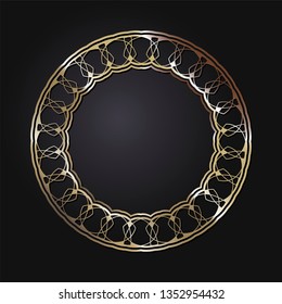 Decorative round frame for design with a geometrical ornament. Circle frame. Elegant element for printing of cards, invitations, books, for textiles, engraving, wooden furniture, forging. Vector.