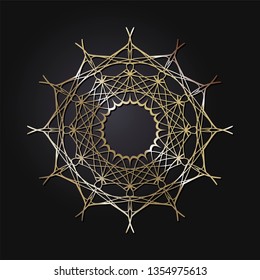 Decorative round frame for design with a geometrical ornament. Circle frame. Elegant element for printing of cards, invitations, books, for textiles, engraving, wooden furniture, forging. Vector.