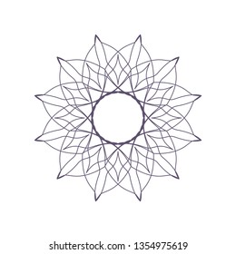 Decorative round frame for design with a geometrical ornament. Circle frame. Elegant element for printing of cards, invitations, books, for textiles, engraving, wooden furniture, forging. Vector.