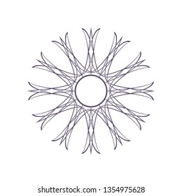 Decorative round frame for design with a geometrical ornament. Circle frame. Elegant element for printing of cards, invitations, books, for textiles, engraving, wooden furniture, forging. Vector.