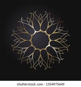 Decorative round frame for design with a geometrical ornament. Circle frame. Elegant element for printing of cards, invitations, books, for textiles, engraving, wooden furniture, forging. Vector.