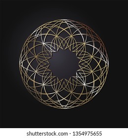 Decorative round frame for design with a geometrical ornament. Circle frame. Elegant element for printing of cards, invitations, books, for textiles, engraving, wooden furniture, forging. Vector.