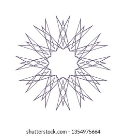 Decorative round frame for design with a geometrical ornament. Circle frame. Elegant element for printing of cards, invitations, books, for textiles, engraving, wooden furniture, forging. Vector.