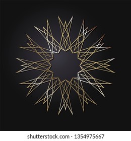 Decorative round frame for design with a geometrical ornament. Circle frame. Elegant element for printing of cards, invitations, books, for textiles, engraving, wooden furniture, forging. Vector.