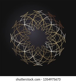 Decorative round frame for design with a geometrical ornament. Circle frame. Elegant element for printing of cards, invitations, books, for textiles, engraving, wooden furniture, forging. Vector.