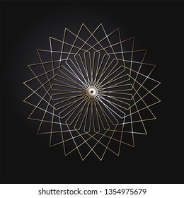 Decorative round frame for design with a geometrical ornament. Circle frame. Elegant element for printing of cards, invitations, books, for textiles, engraving, wooden furniture, forging. Vector.