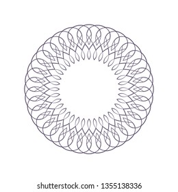 Decorative round frame for design with a geometrical ornament. Circle frame. Elegant element for printing of cards, invitations, books, for textiles, engraving, wooden furniture, forging. Vector.