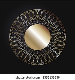 Decorative round frame for design with a geometrical ornament. Circle frame. Elegant element for printing of cards, invitations, books, for textiles, engraving, wooden furniture, forging. Vector.