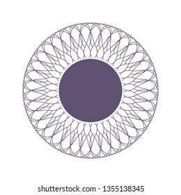 Decorative round frame for design with a geometrical ornament. Circle frame. Elegant element for printing of cards, invitations, books, for textiles, engraving, wooden furniture, forging. Vector.