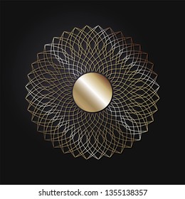 Decorative round frame for design with a geometrical ornament. Circle frame. Elegant element for printing of cards, invitations, books, for textiles, engraving, wooden furniture, forging. Vector.