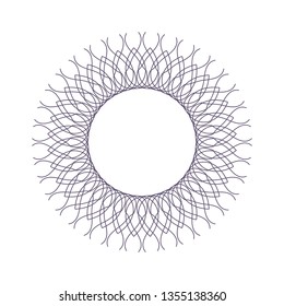 Decorative round frame for design with a geometrical ornament. Circle frame. Elegant element for printing of cards, invitations, books, for textiles, engraving, wooden furniture, forging. Vector.