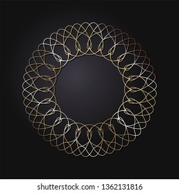 Decorative round frame for design with a geometrical ornament. Circle frame. Elegant element for printing of cards, invitations, books, for textiles, engraving, wooden furniture, forging. Vector.