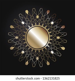 Decorative round frame for design with a geometrical ornament. Circle frame. Elegant element for printing of cards, invitations, books, for textiles, engraving, wooden furniture, forging. Vector.