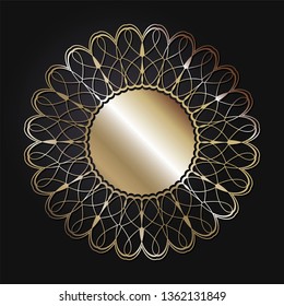 Decorative round frame for design with a geometrical ornament. Circle frame. Elegant element for printing of cards, invitations, books, for textiles, engraving, wooden furniture, forging. Vector.