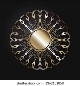 Decorative round frame for design with a geometrical ornament. Circle frame. Elegant element for printing of cards, invitations, books, for textiles, engraving, wooden furniture, forging. Vector.
