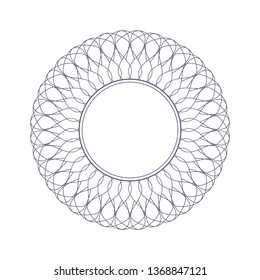 Decorative round frame for design with a geometrical ornament. Circle frame. Elegant element for printing of cards, invitations, books, for textiles, engraving, wooden furniture, forging. Vector.