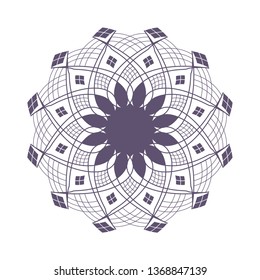 Decorative round frame for design with a geometrical ornament. Circle frame. Elegant element for printing of cards, invitations, books, for textiles, engraving, wooden furniture, forging. Vector.