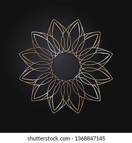 Decorative round frame for design with a geometrical ornament. Circle frame. Elegant element for printing of cards, invitations, books, for textiles, engraving, wooden furniture, forging. Vector.