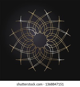 Decorative round frame for design with a geometrical ornament. Circle frame. Elegant element for printing of cards, invitations, books, for textiles, engraving, wooden furniture, forging. Vector.