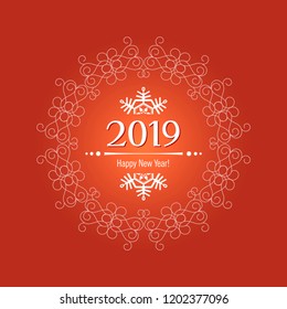 Decorative round frame for design with an ornament from snowflakes. Christmas and New Year. Template for printing cards, invitations, books, textiles. Vector.