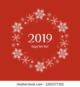 Decorative round frame for design with an ornament from snowflakes. Christmas and New Year. Template for printing cards, invitations, books, textiles. Vector.