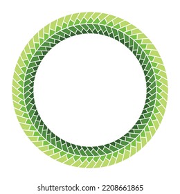 Decorative round frame for design with ornament. Circular frame. Template for printing postcards, invitations, books, for textiles, engraving, wooden furniture, forging. Vector. Green frame.