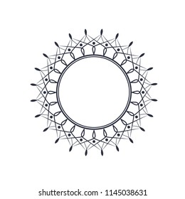 Decorative round frame for design with patterned ornament. A template for printing postcards, invitations, books, for textiles, engraving, wooden furniture, forging. Vector.