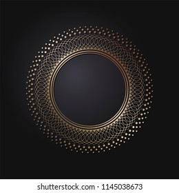 Decorative round frame for design with patterned ornament. A template for printing postcards, invitations, books, for textiles, engraving, wooden furniture, forging. Vector.