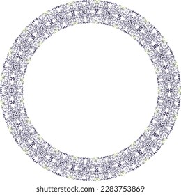 Decorative round frame. Elegant element for design in Eastern style, place for text. Floral golden border. Lace illustration for invitations and greeting cards.