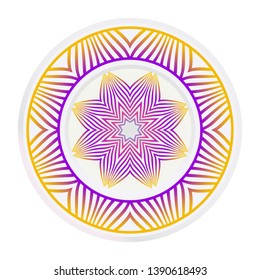 Decorative round frame and floral mandala ornament. Vector illustration. For kitchen decoration.