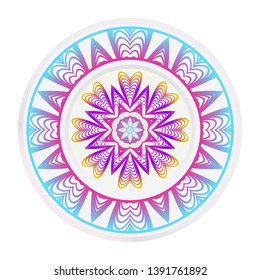 Decorative round frame and floral mandala ornament. Vector illustration. For kitchen decoration.